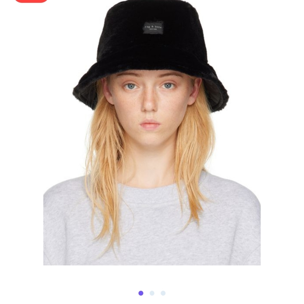 RAG & BONE ADDISON REVERSIBLE FAUX FUR / QUILTED BUCKET HAT BLACK M/L